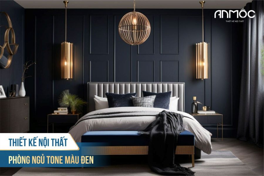 Thiết kế nội thất phòng ngủ tone màu đen 2