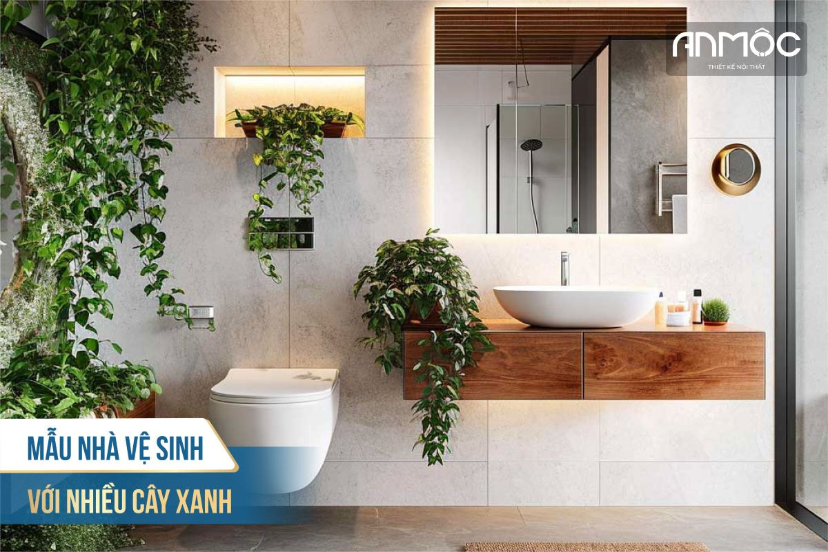 Mẫu nhà vệ sinh với nhiều cây xanh 2