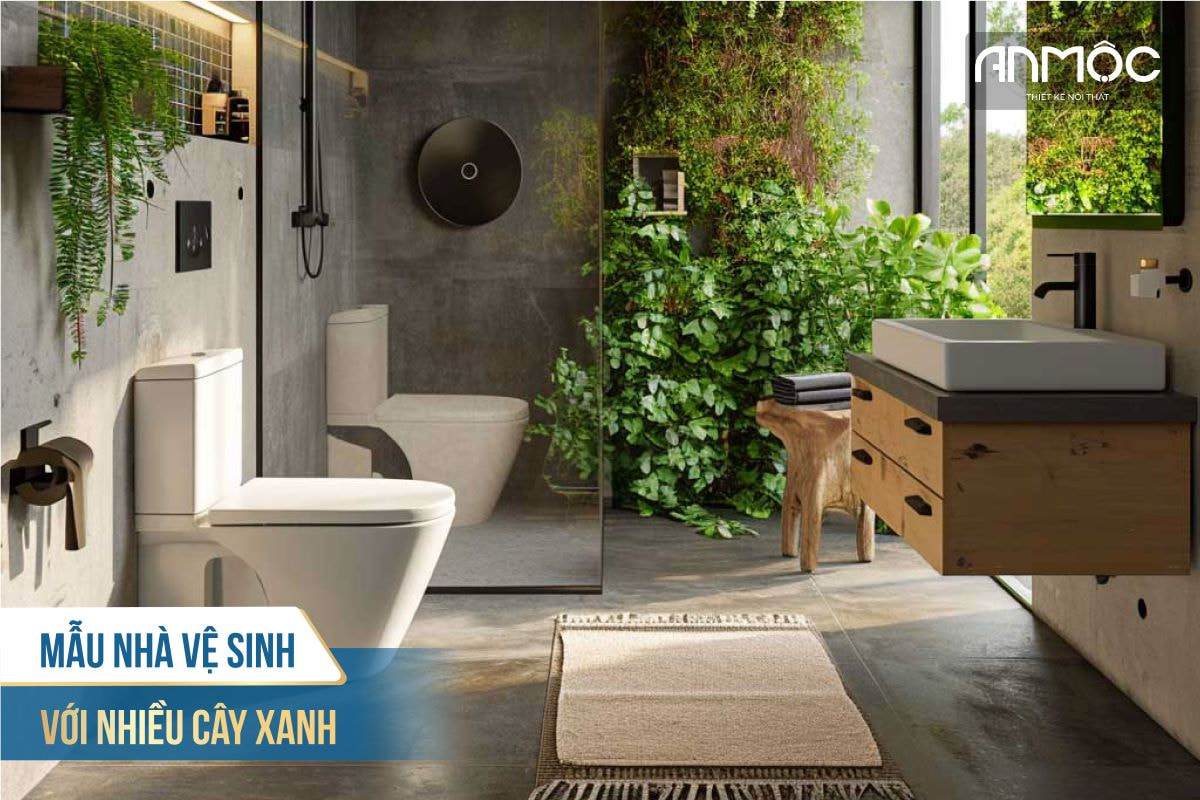 Mẫu nhà vệ sinh với nhiều cây xanh 3