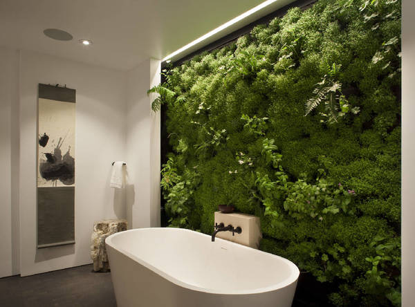 Đem cả cánh rừng xanh vào không gian phòng tắm.
