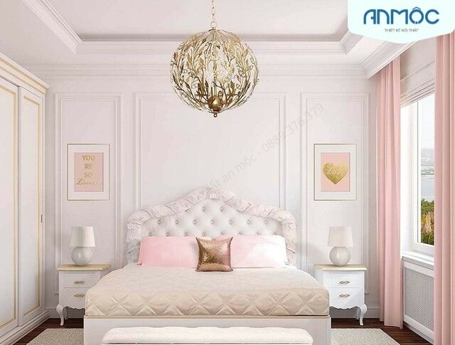 phòng ngủ màu hồng đơn giản