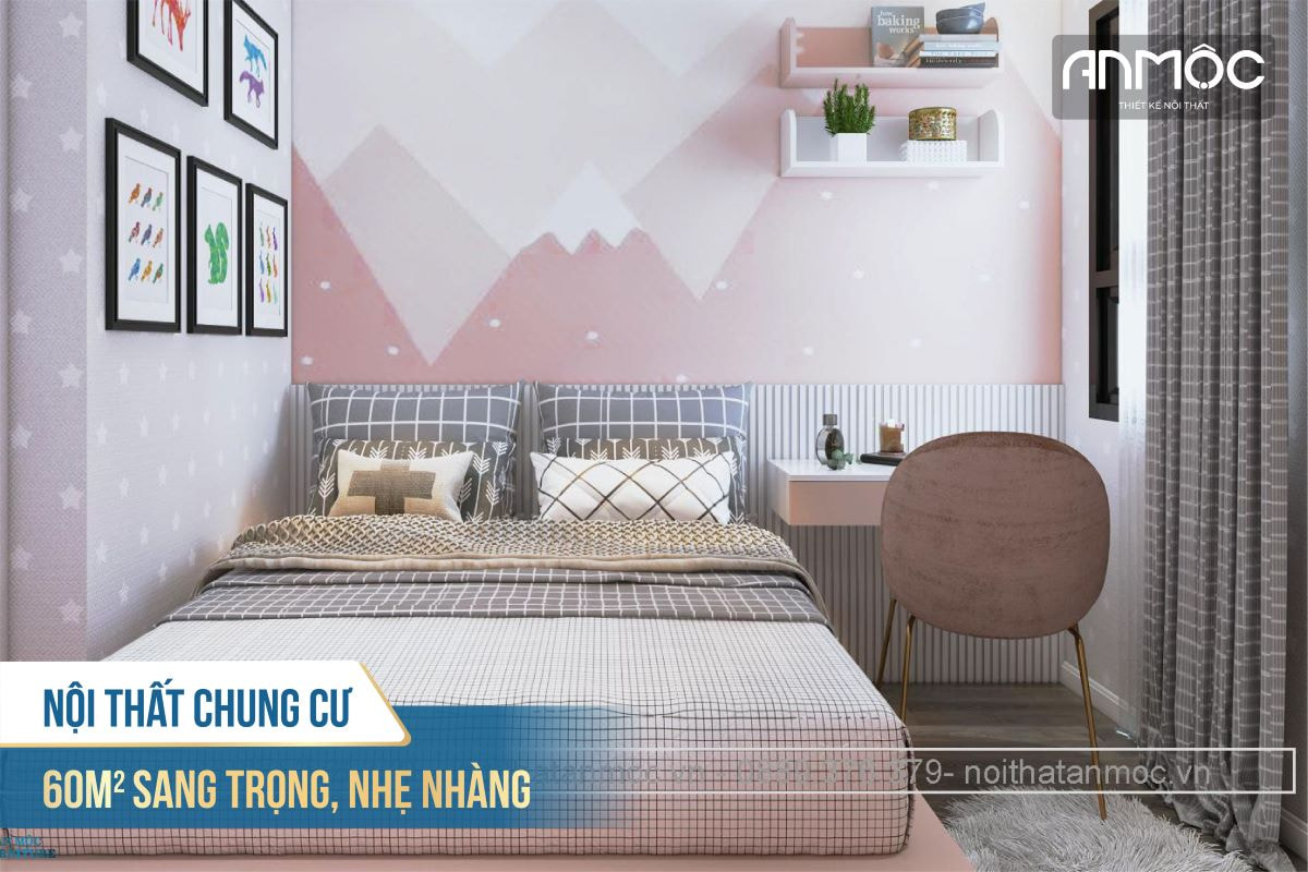 Thiết kế phòng ngủ nhỏ, đẹp mang sự ngọt ngào dễ thương.