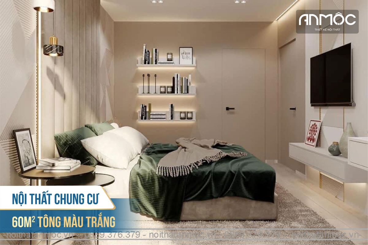 Nội thất chung cư 60m2 tông màu trắng