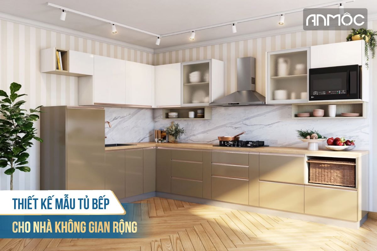 Thiết kế mẫu tủ bếp cho nhà không gian rộng