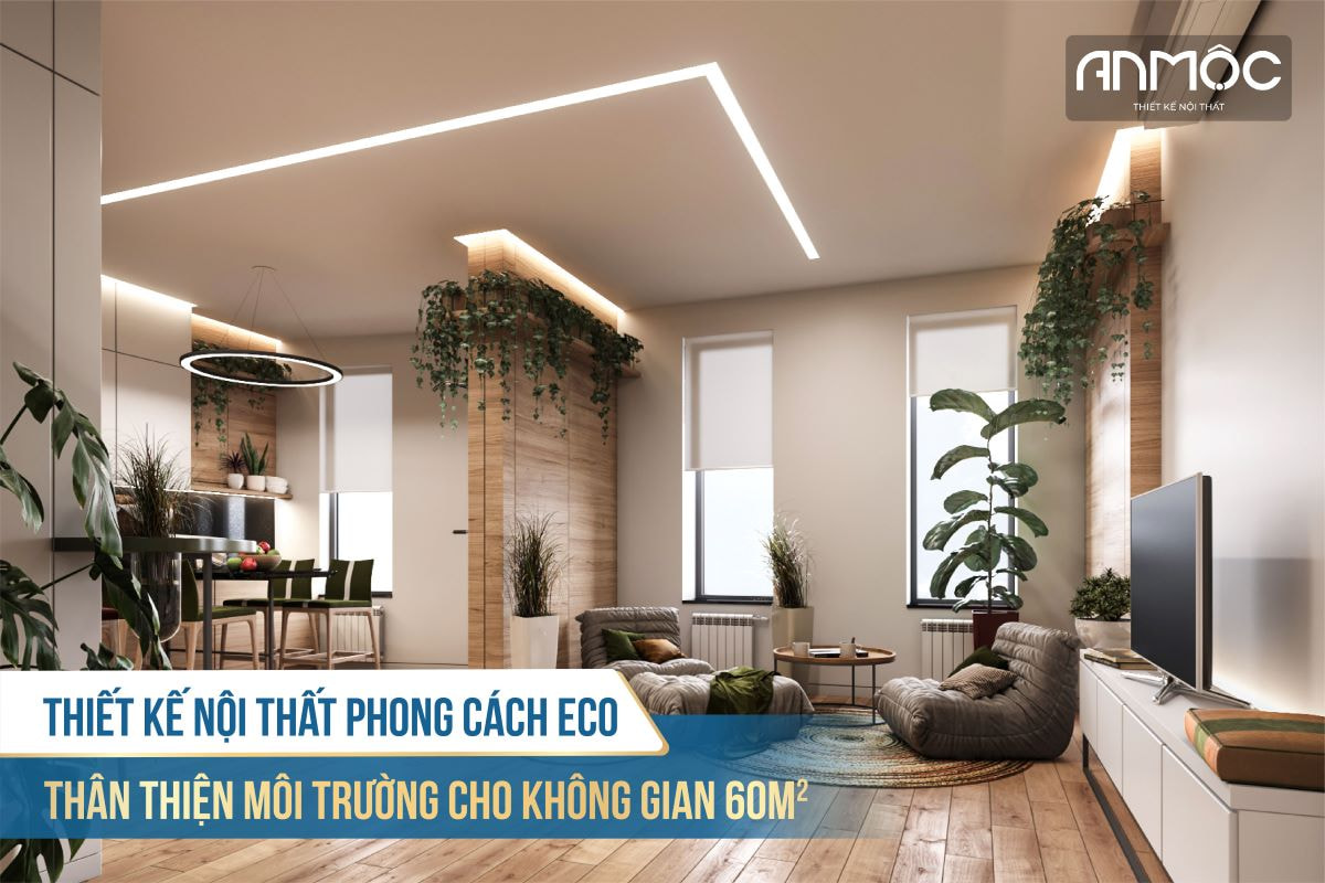 Thiết kế nội thất phong cách Eco thân thiện môi trường cho không gian 60m2