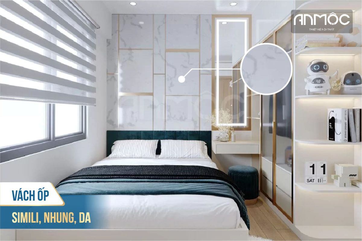 Vách ốp simili, nhung, da 7