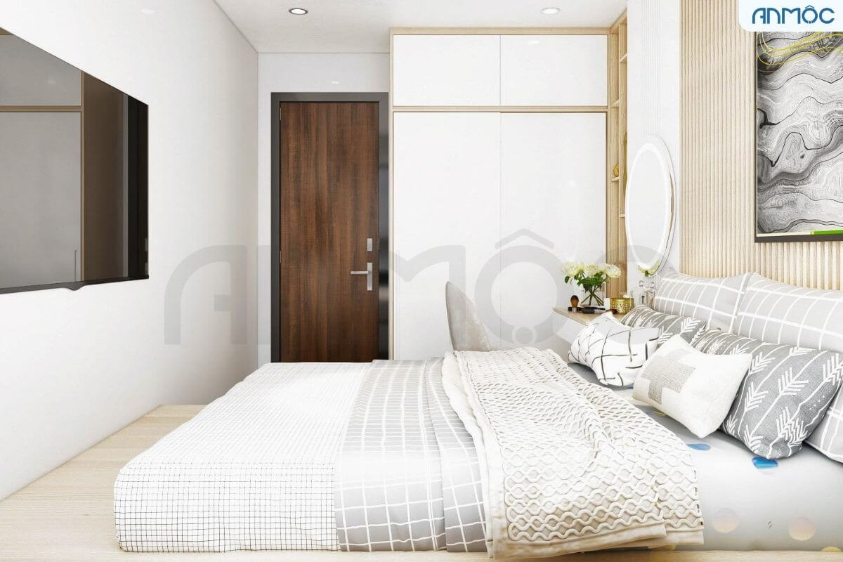 Phòng ngủ diện tích nhỏ nhưng vẫn đảm bảo được đầy đủ công năng sử dụng