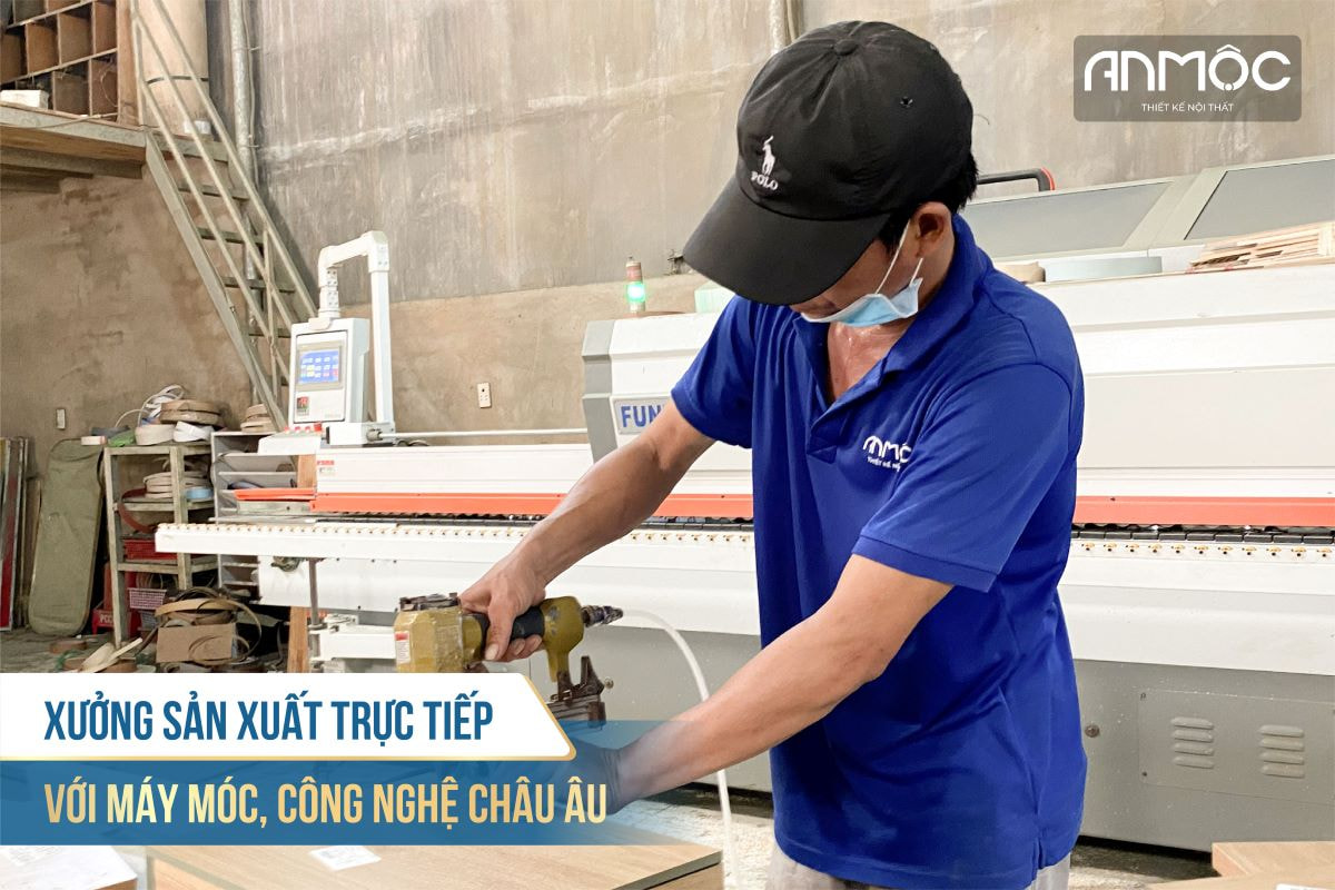 Xưởng sản xuất trực tiếp với máy móc, công nghệ châu Âu