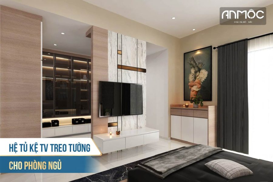 Hệ tủ kệ TV treo tường cho phòng ngủ