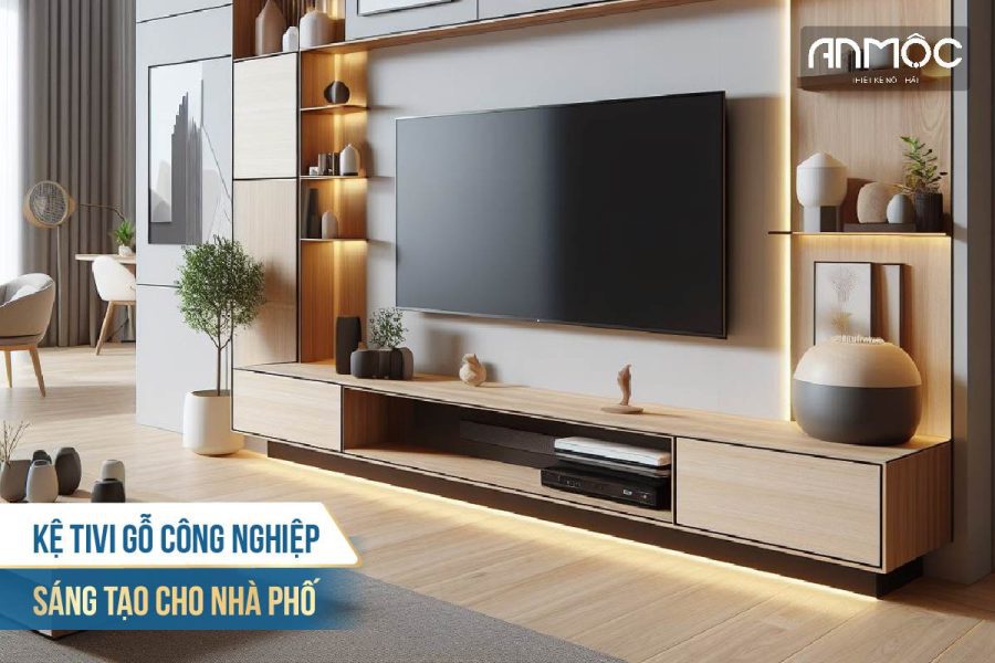 Kệ tivi gỗ công nghiệp sáng tạo cho nhà phố 2