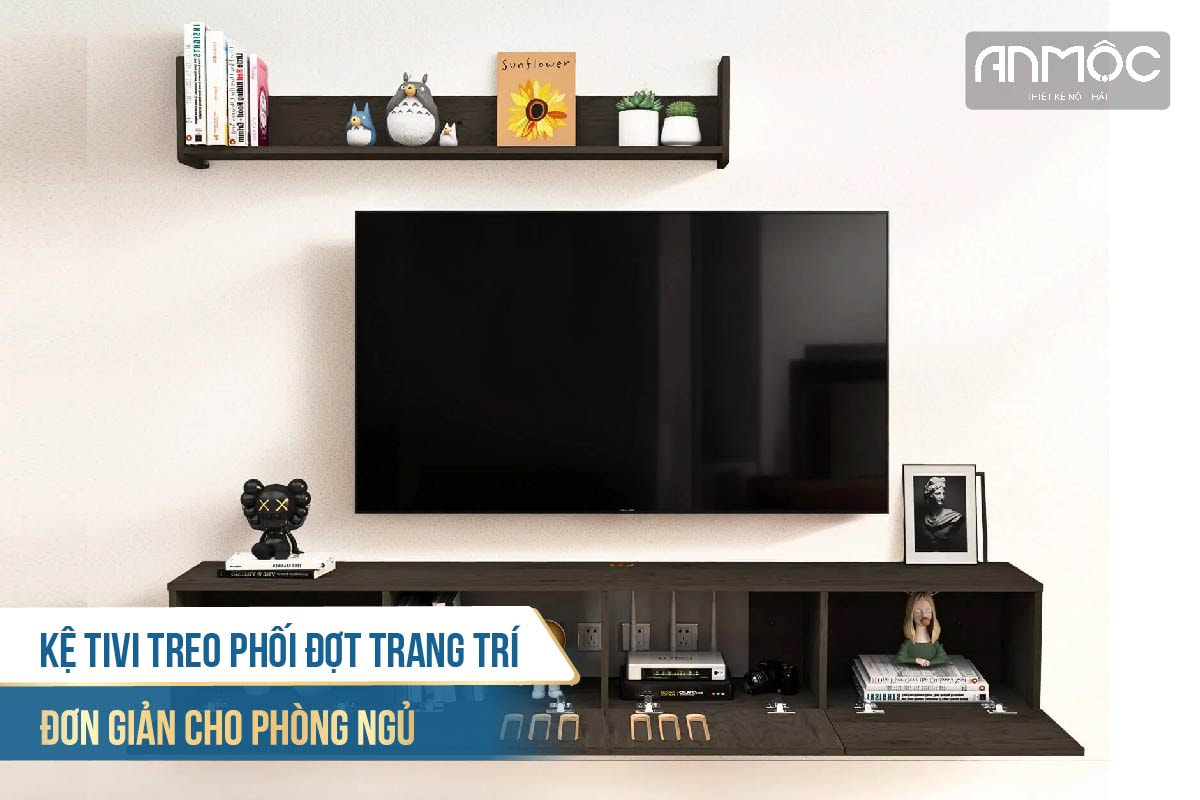 Kệ tivi treo phối đợt trang trí đơn giản cho phòng ngủ 2