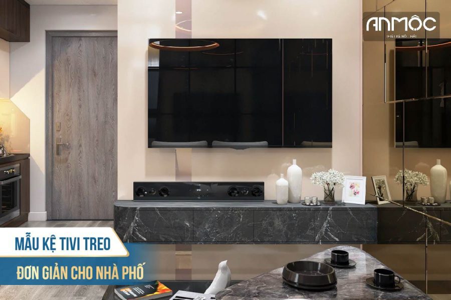 Mẫu kệ tivi treo đơn giản cho nhà phố 1