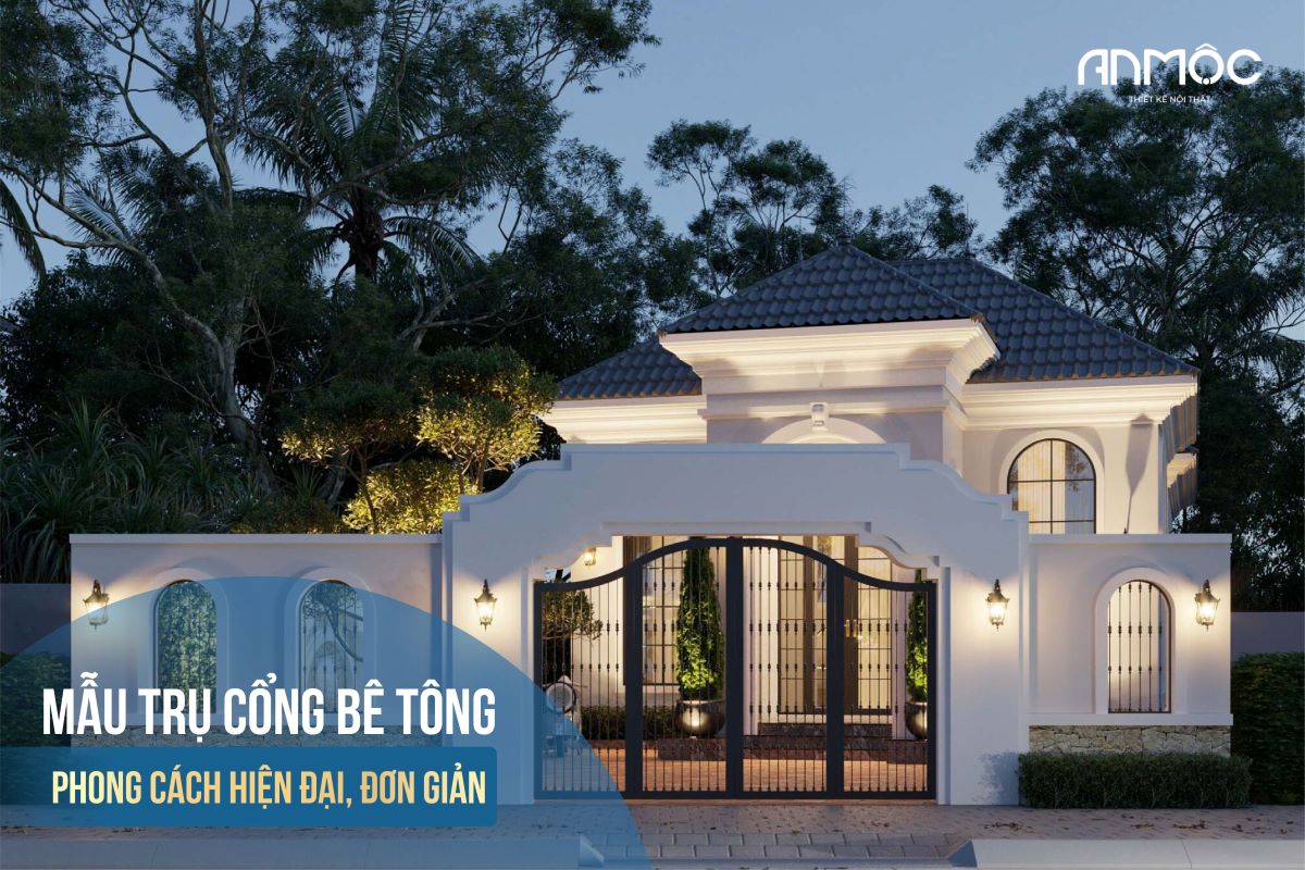 Mẫu số 6.1: Mẫu trụ cổng bê tông phong cách hiện đại, đơn giản