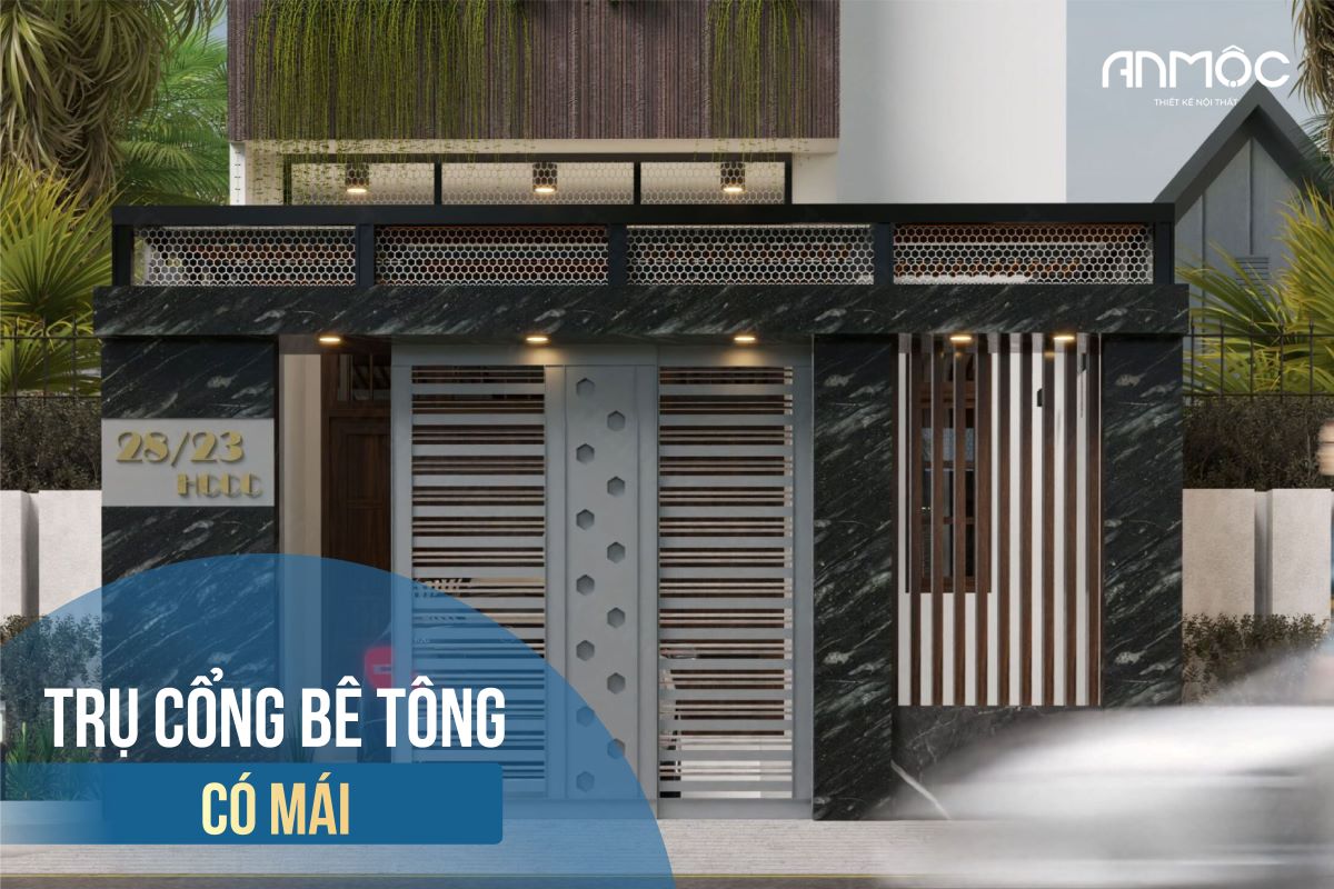 Mẫu 8.2: Trụ cổng bê tông có mái