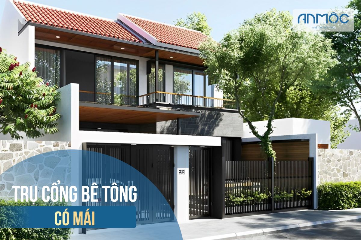 Mẫu 8.1: Trụ cổng bê tông có mái