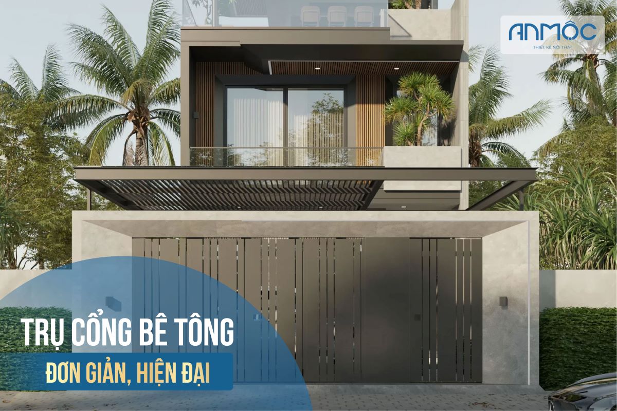 Mẫu 2.2: Trụ cổng bê tông đơn giản, hiện đại