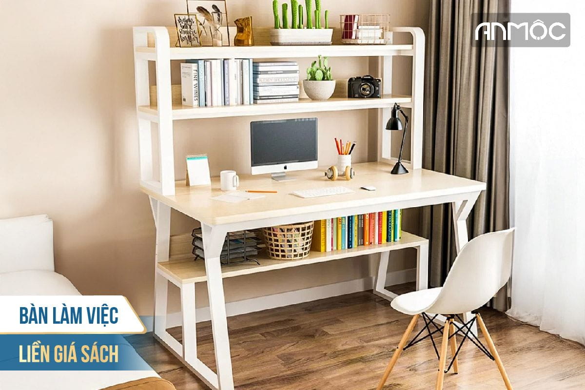 Bàn làm việc liền giá sách