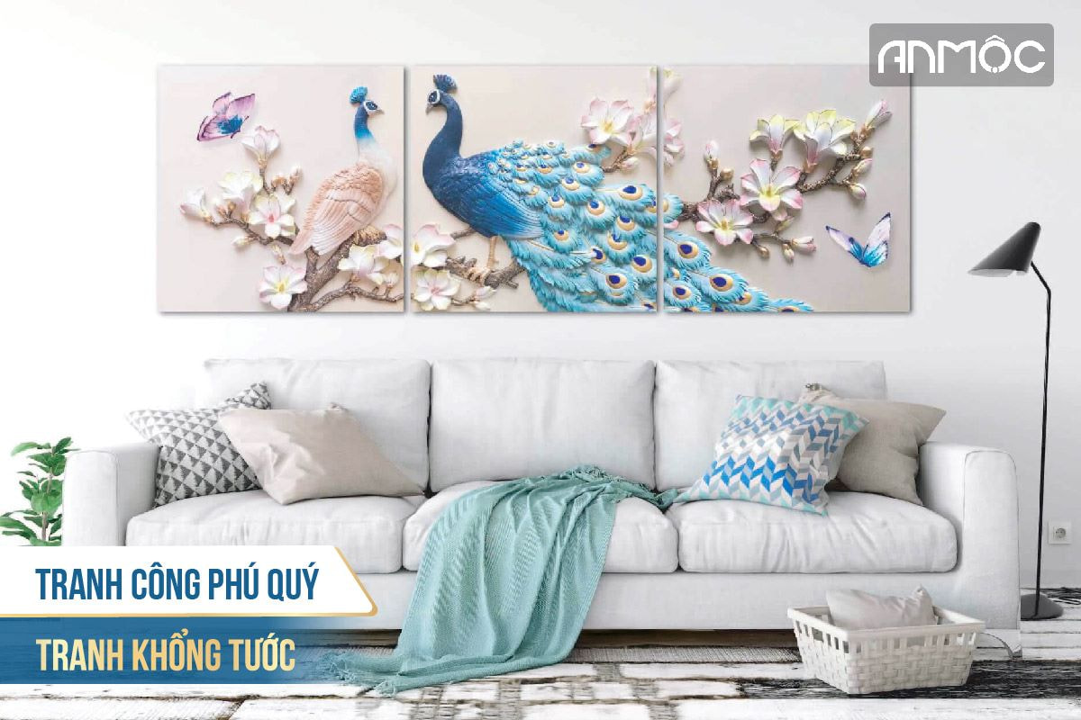 Tranh công phú quý tranh khổng tước 4