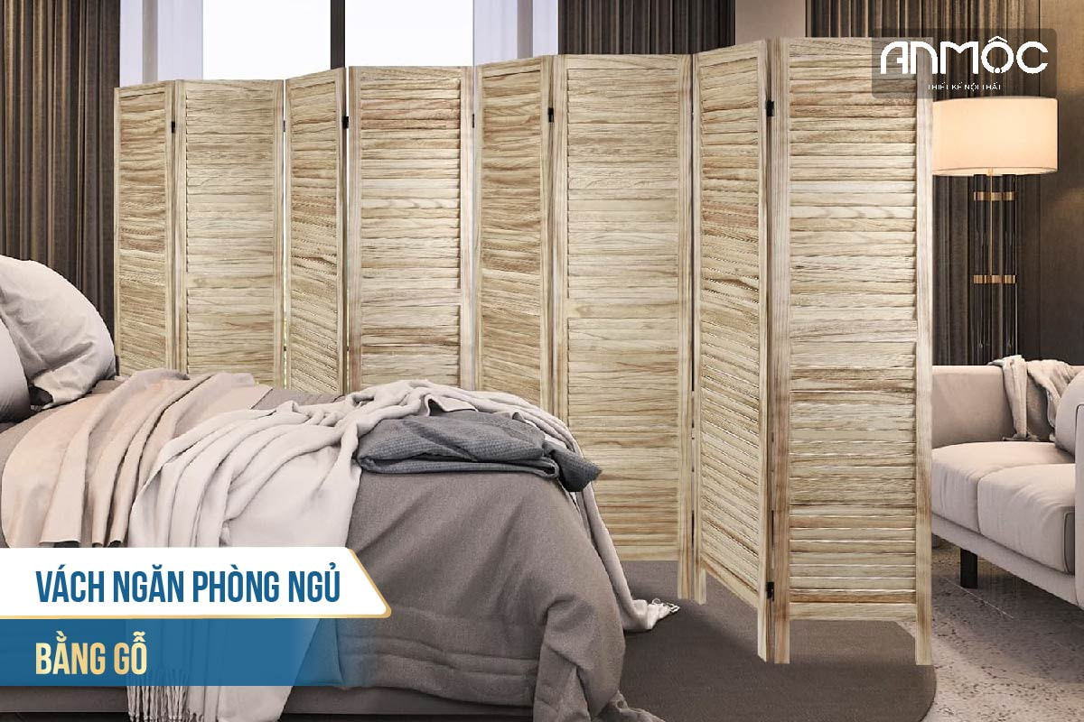 Vách ngăn phòng ngủ bằng gỗ