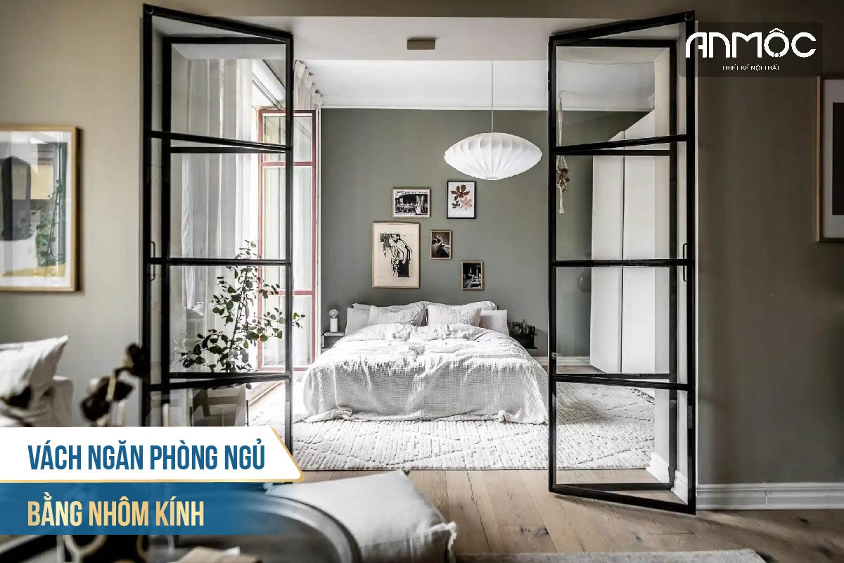 Vách ngăn phòng ngủ bằng nhôm kính