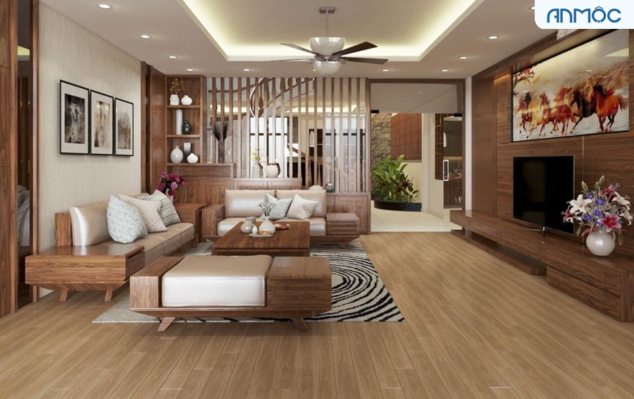 Trang trí phòng khách bằng nội thất gỗ