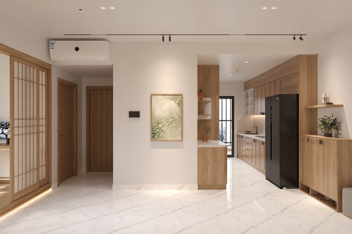 Thiết kế nội thất chung cư Diamond Alnata phòng bếp và phòng ăn
