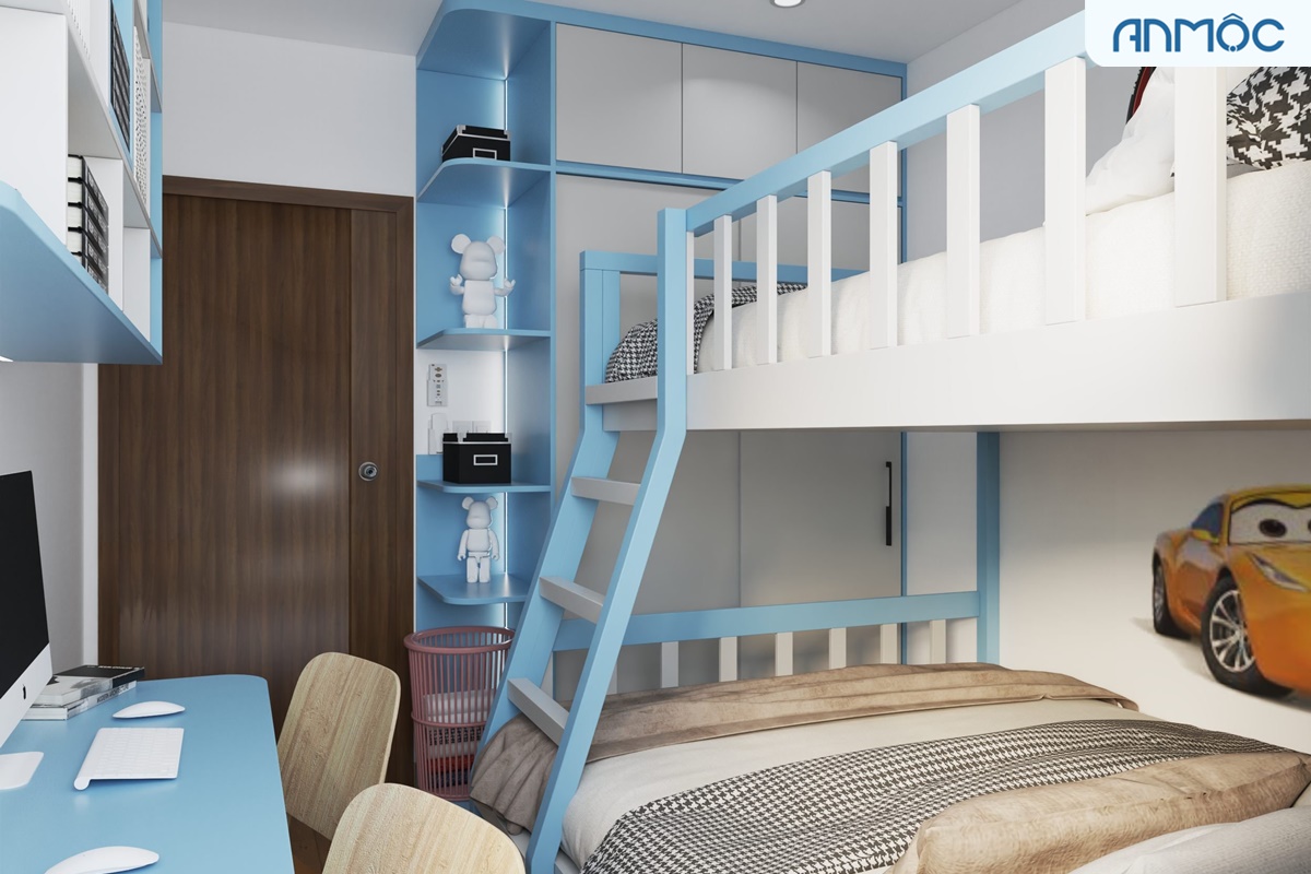 Thiết kế nội thất phòng ngủ cho hai bé trai, diện tích 9m2
