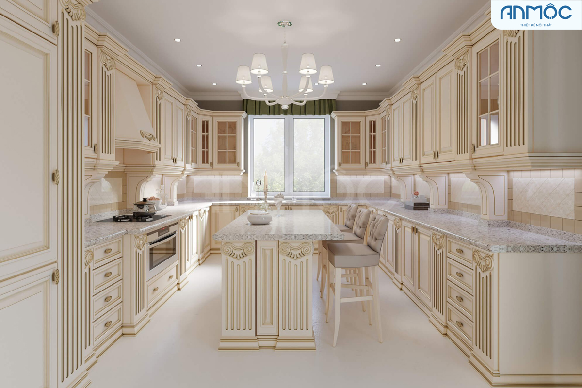 Thiết kế nội thất phòng bếp phong cách tân cổ điển