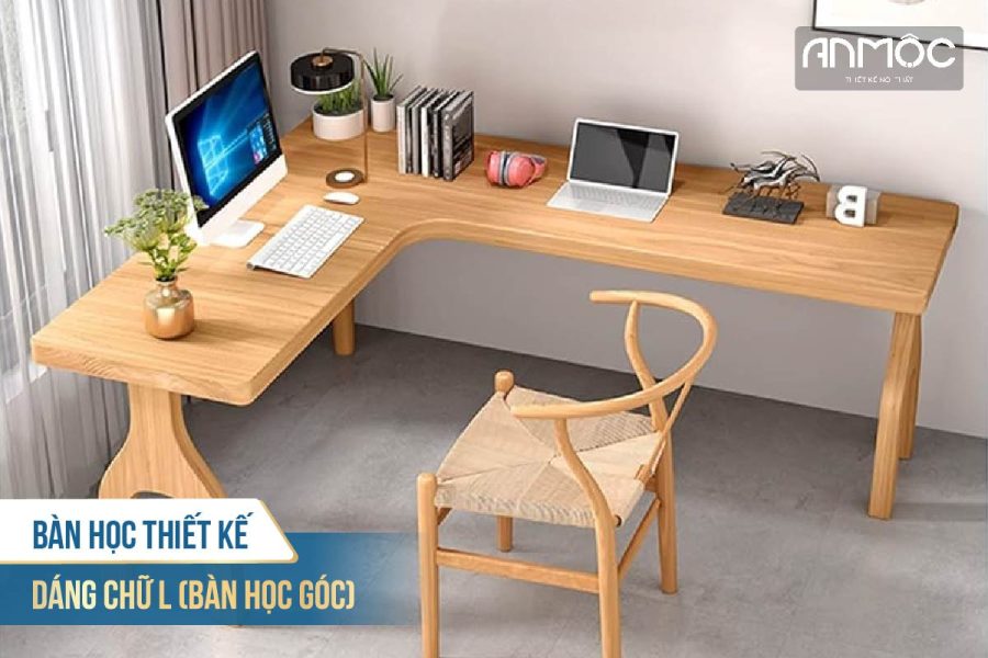 Bàn học thiết kế dáng chữ L - Bàn học góc