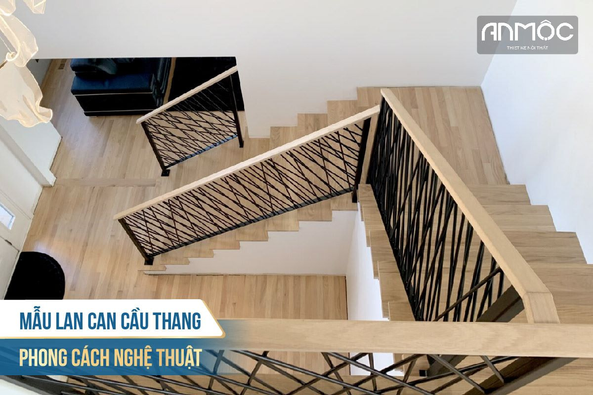 Mẫu lan can cầu thang phong cách nghệ thuật