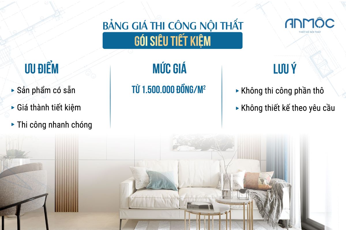 Bảng giá thi công nội thất gói siêu tiết kiệm