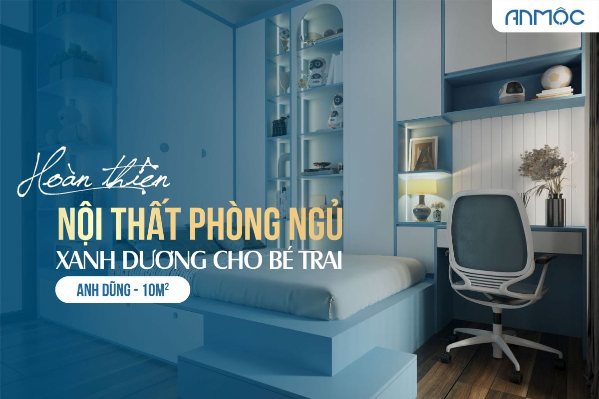 Nội thất phòng ngủ xanh dương cho bé trai