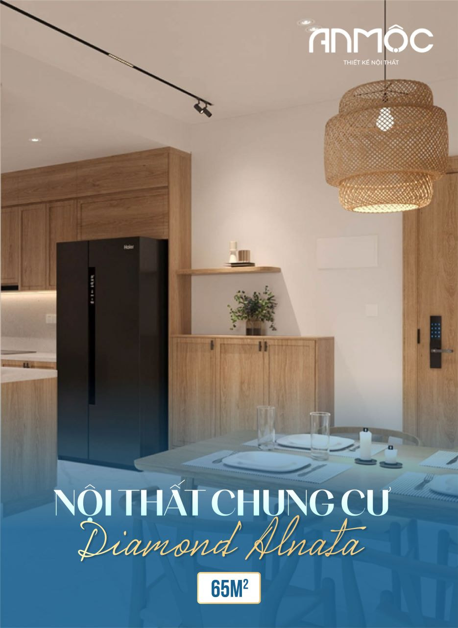 Mẫu Thiết kế nội thất chung cư Diamond Alnata 65m2, anh Quang