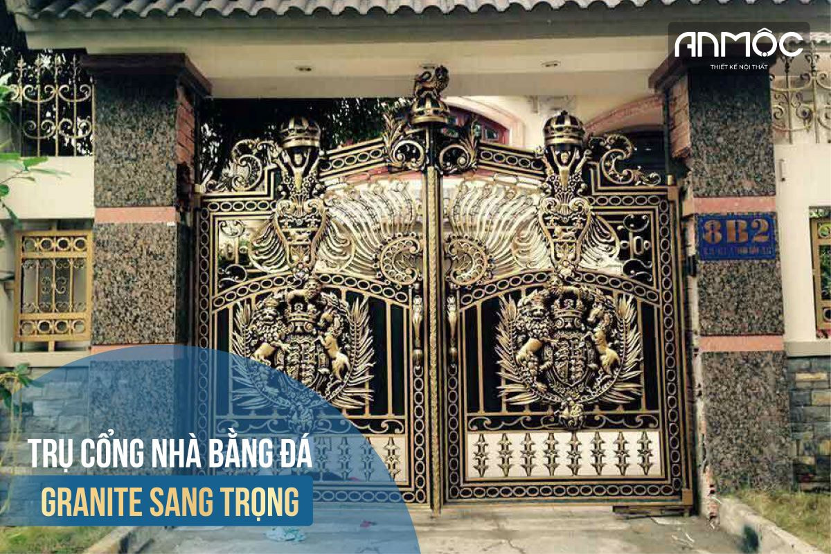 Trụ cổng nhà bằng đá granite sang trọng 1