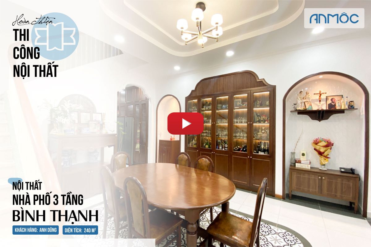 Hoàn thiện nội thất nhà phố 3 tầng Bình Thạnh 240m2