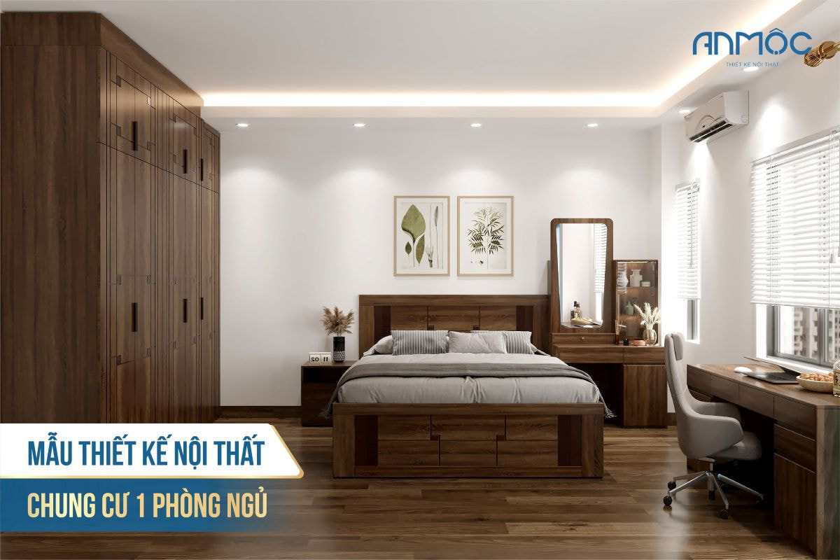 Mẫu thiết kế nội thất chung cư 1 phòng ngủ