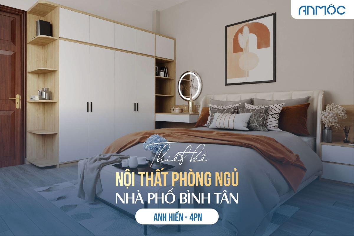 Thiết kế nội thất phòng ngủ nhà phố Bình Tân 168m2