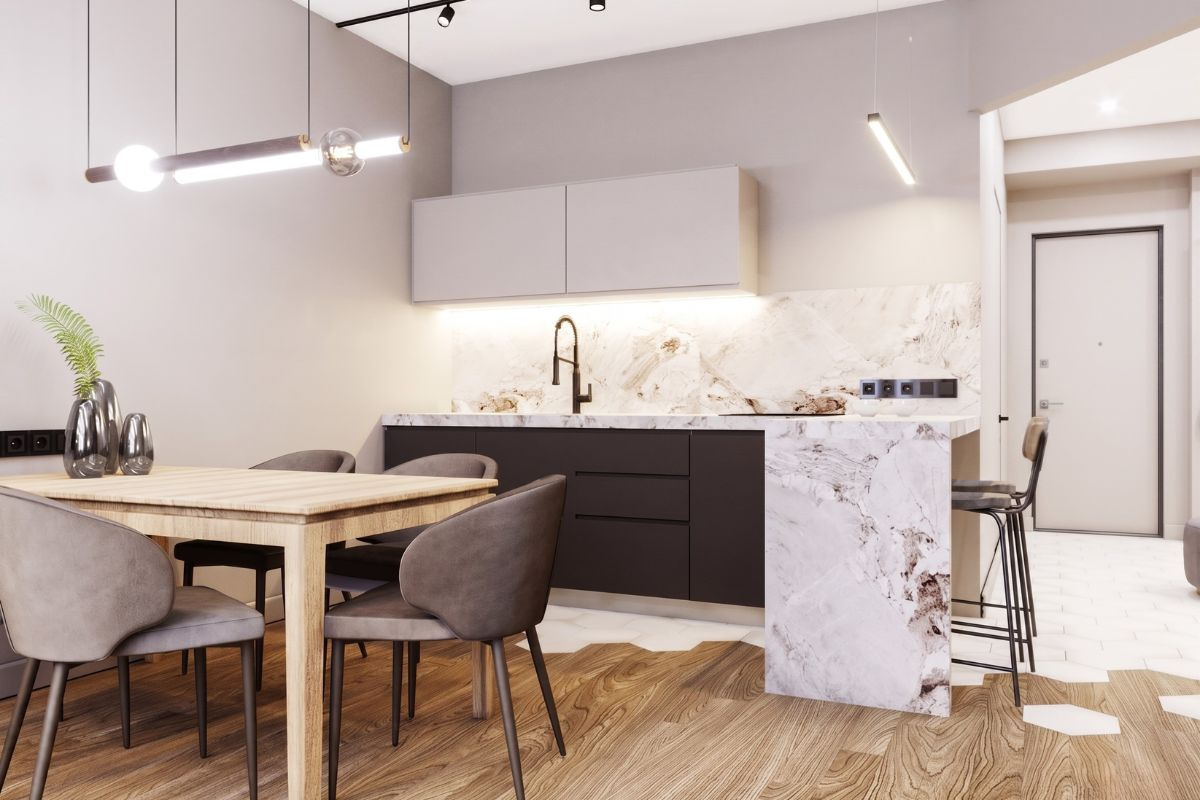 Nội thất phòng bếp căn hộ chung cư 50m2