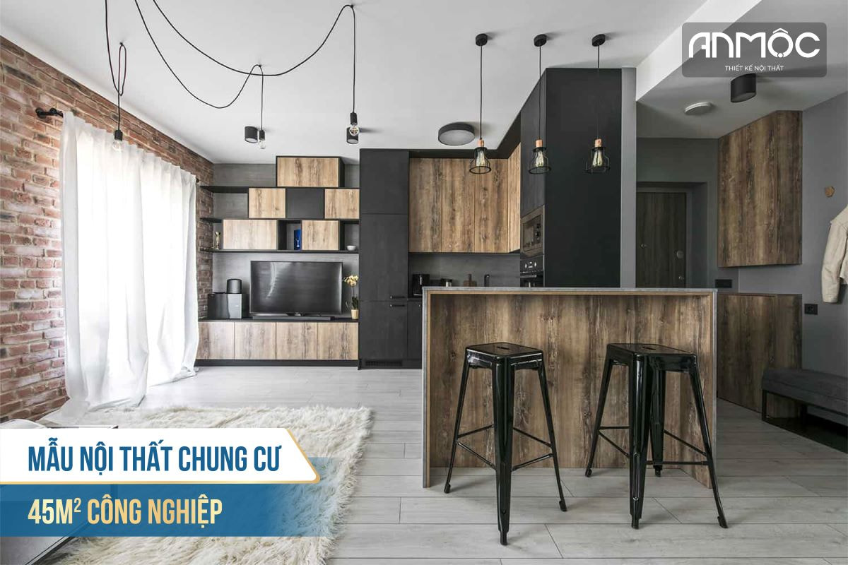 Mẫu nội thất chung cư 45m2 công nghiệp 3