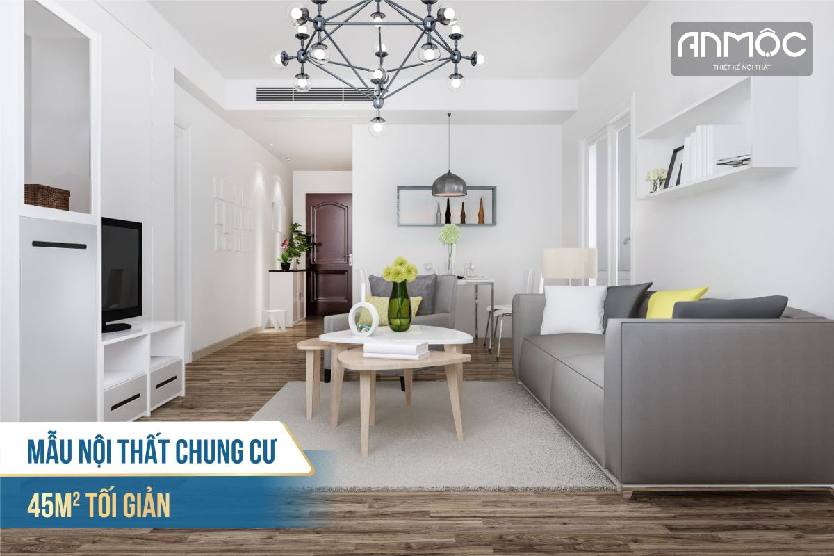 Mẫu nội thất chung cư 45m2 tối giản