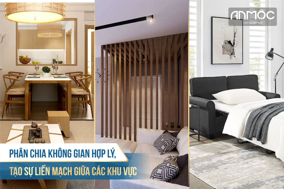 Phân chia không gian hợp lý, tạo sự liền mạch giữa các khu vực