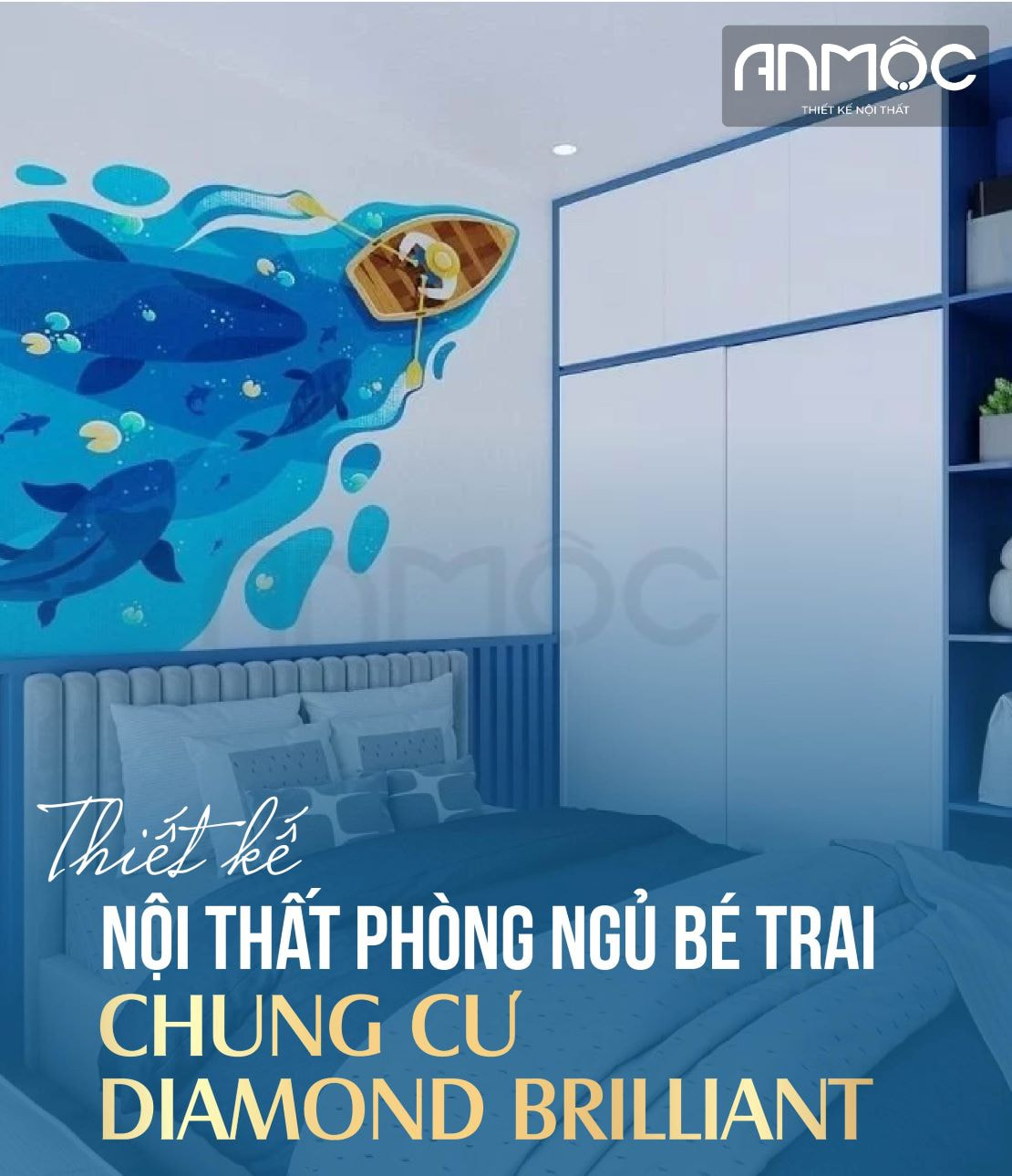 Thiết kế nội thất phòng ngủ bé trai chung cư Diamond Brilliant