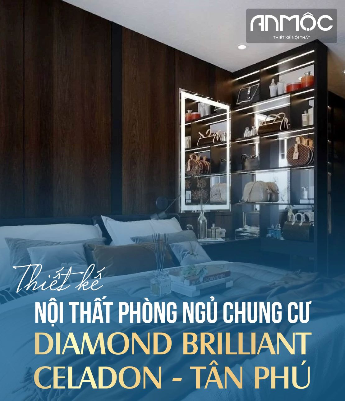 Thiết kế nội thất phòng ngủ chung cư Diamond Brilliant Celadon