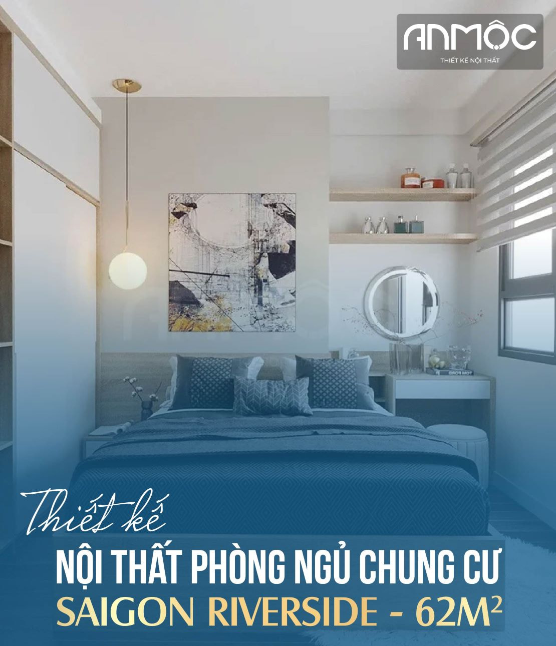 Thiết kế nội thất phòng ngủ chung cư Saigon Riverside 62m2