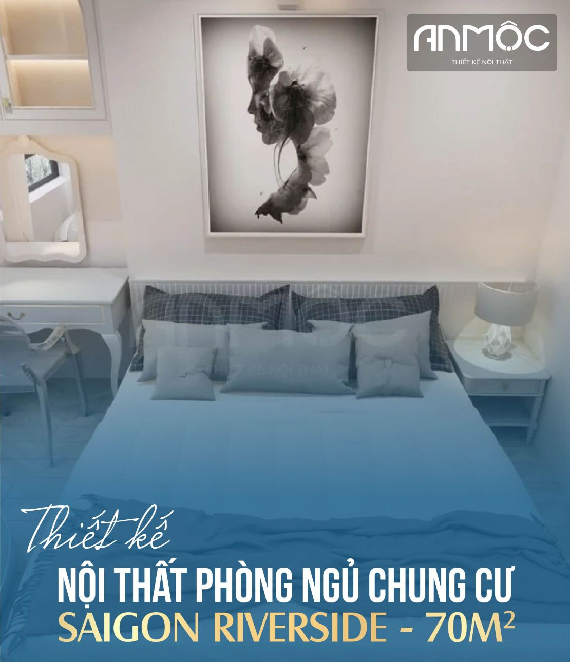 Thiết kế nội thất phòng ngủ chung cư Saigon Riverside 70m2