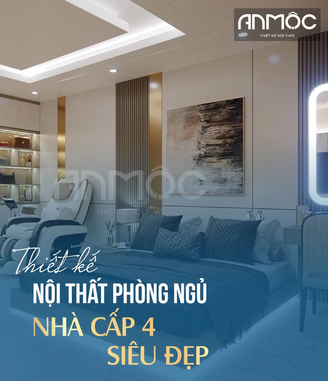 Thiết kế nội thất phòng ngủ nhà cấp 4 siêu đẹp