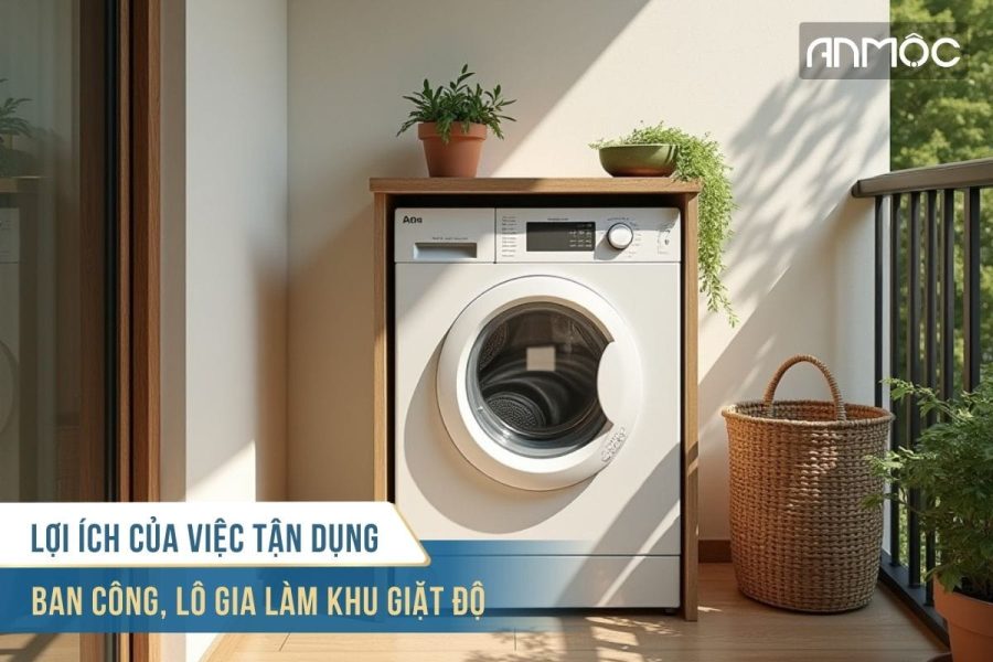 Tận dụng ban công lô gia làm khu giặt đồ hiệu quả