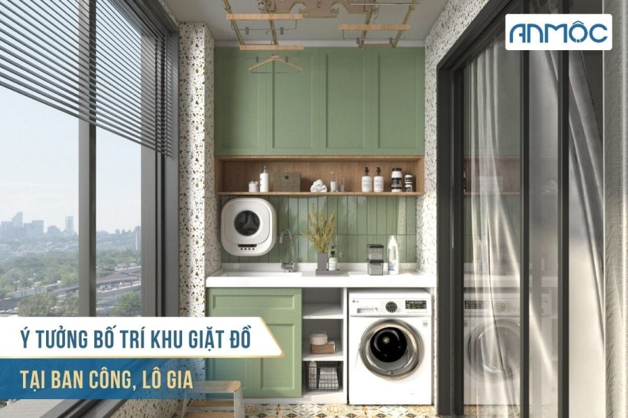 Tận dụng ban công lô gia làm khu giặt đồ hiệu quả