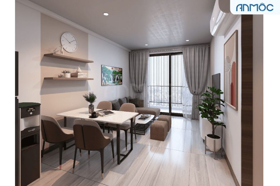 Nội thất phòng khách và phòng ăn |Thiết kế nội thất chung cư Bcons Apartment 50m2