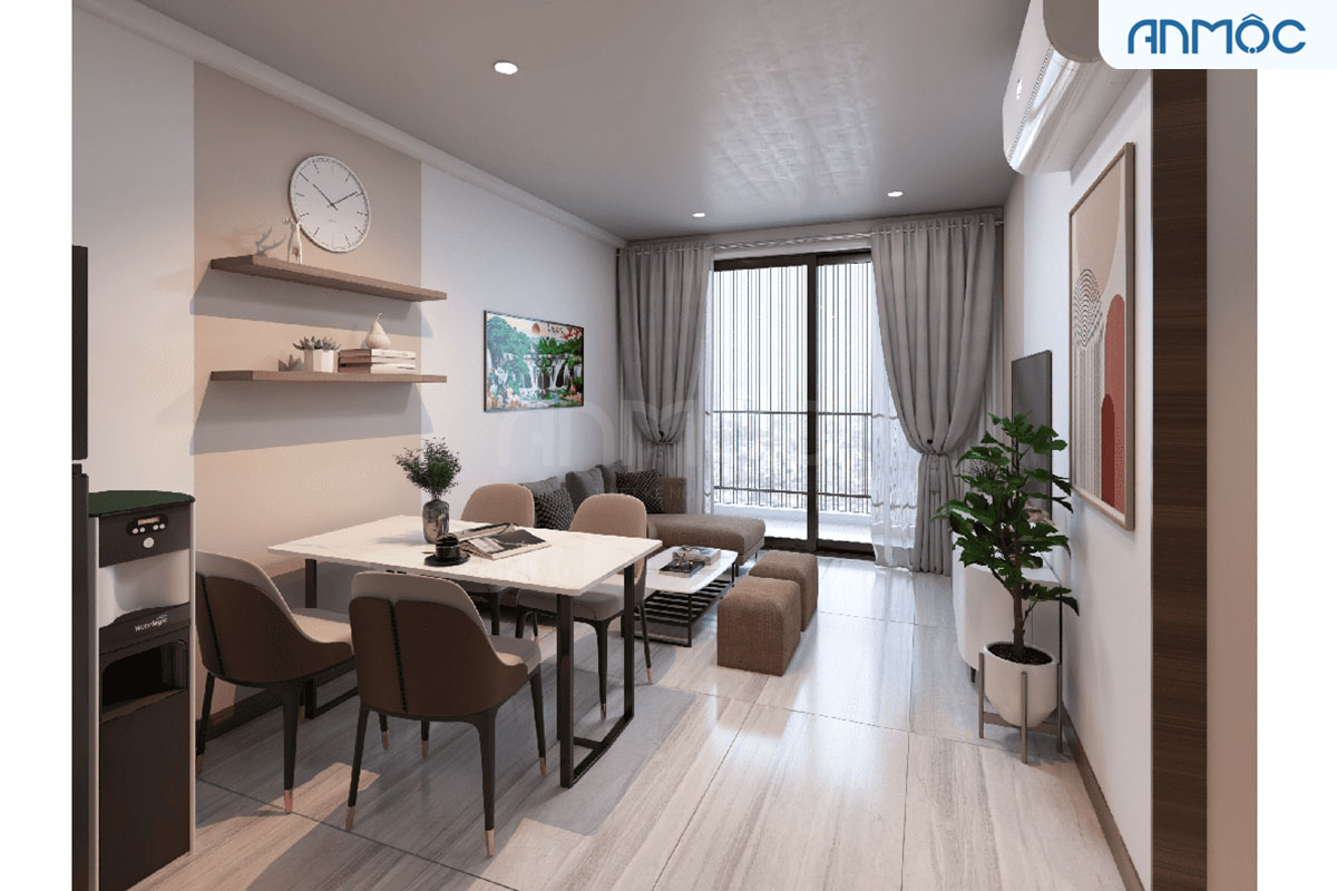 Nội thất phòng khách và phòng ăn | Thiết kế nội thất chung cư Bcons Apartment 50m2